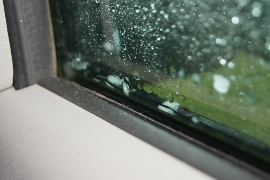 Hail on the truck window near Spearfish, South Dakota