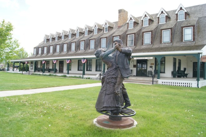 Beautiful Sculpture in front of the Sheridan Inn