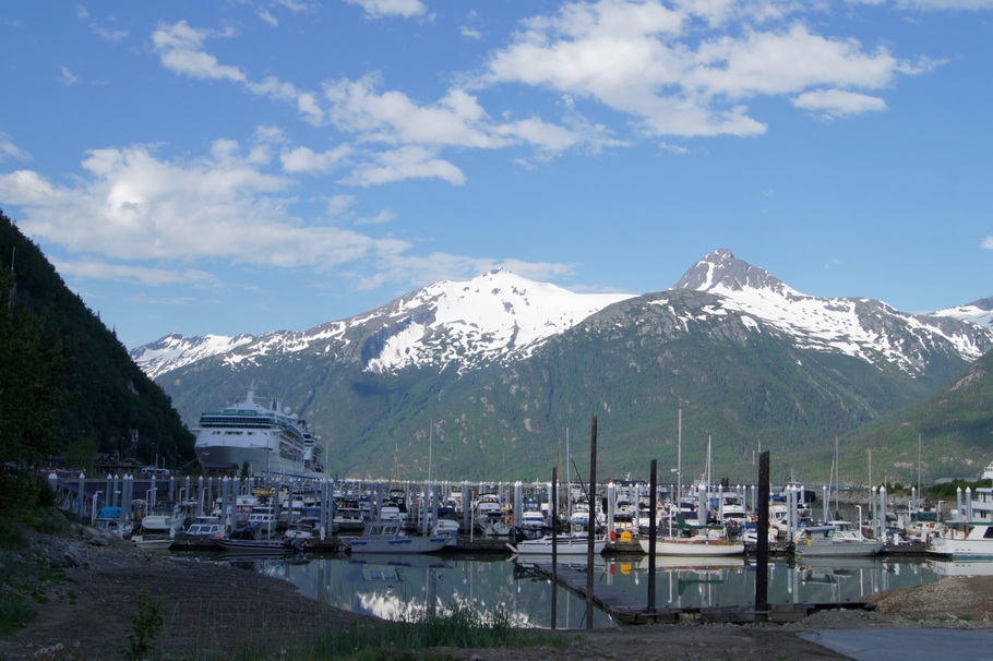 Skagway boat harbor as seen from our campsite