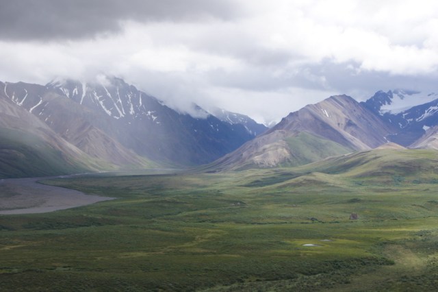 Beautiful green valley at Polychrome Overlook