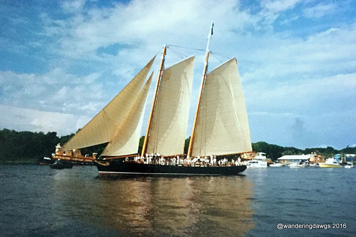 1996 Olympic Flame arrives in Savannah aboard Schooner America