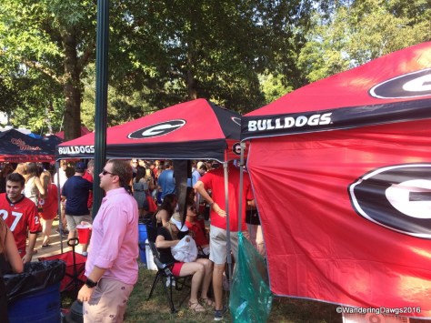 A few Georgia fans were tailgating in the Grove