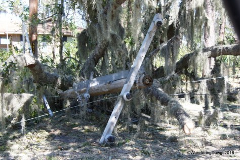 A power pole snapped