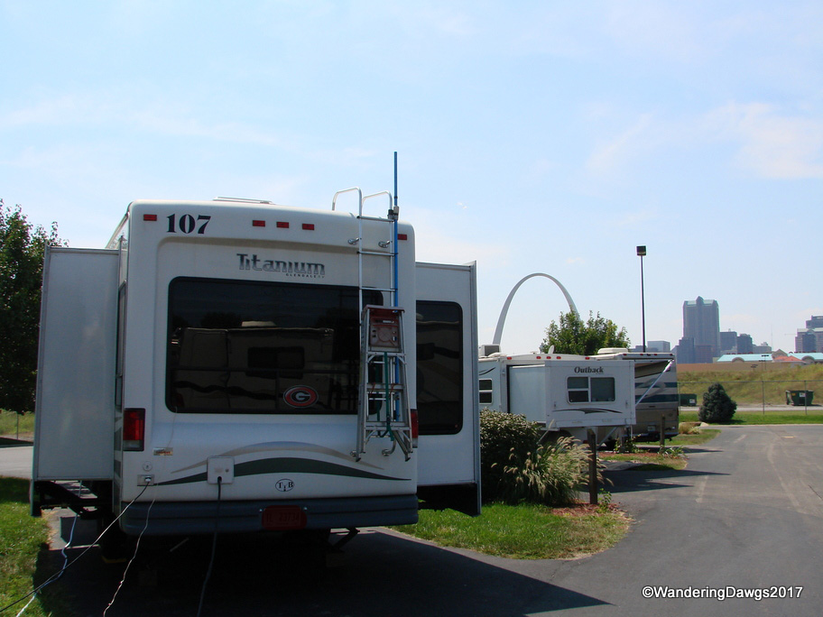 The St. Louis Arch as seen from our campsite at Casino Queen Campground East St. Louis, IL