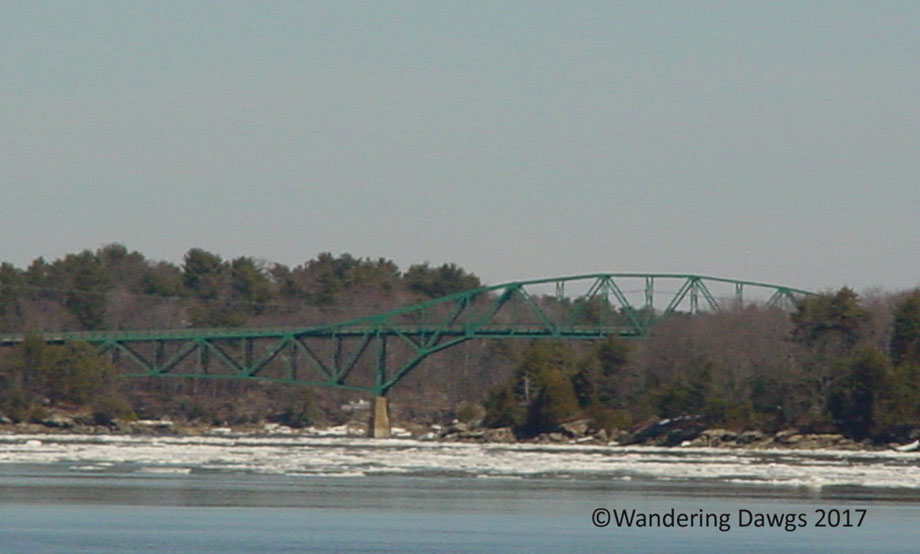 Ice on Kennebec River in Bath, Maine