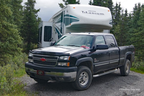 Truck and camper in Denali National Park, Alaska
